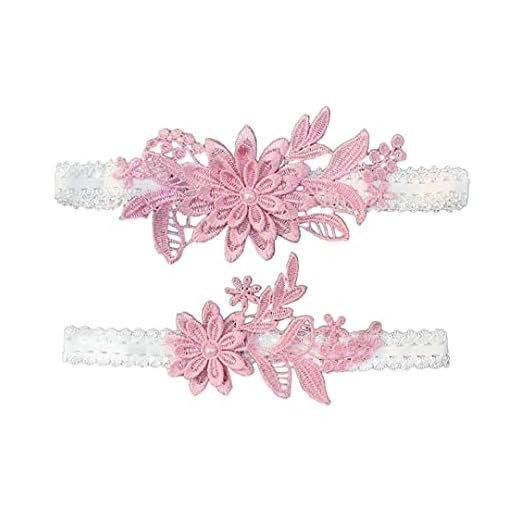 2 unids ligueros de encaje para despedidas de soltera de novia, liguero, elástico para el muslo, accesorios de boda, Rosa púrpura, Talla única