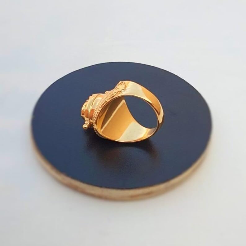 Gold Plated Garnet Ring, Poison Box Ring, Red Stone Ring, January Birthstone Ring, Locket Ring, Poison Pill Box, Designer Box Ring, Healing Crystal Ring, Secret Message Ring, Natural Garnet Jewelry