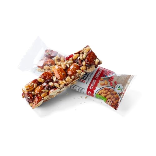 Walnüsse und Beeren | Riegel Bio Trockenfrüchte Mandel-Cranberries | Snacks Mandeln und Reis mundgeblasener Reis | Nüsse Nüsse | Snack Protein - 15 Riegel