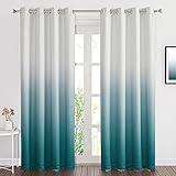 NICETOWN Ombre Curtains for Kids Bedroom, Home Decoration Drapes for Living Room, Grommet Room Darkening Window Treatments Privacy Vertical Drapes for Home Decor, Sea Teal, 104' Wide Total 2 Pieces