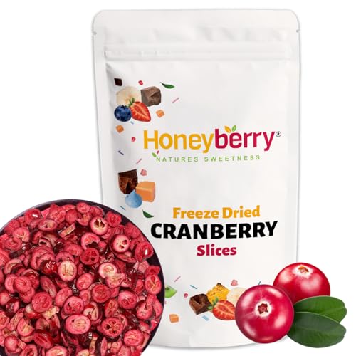 Arándanos Rojos Liofilizados en Rodajas 100g — Cranberry Liofilizado — Fruta Liofilizada sin Azúcar — Arándanos Rojos Deshidratados — Para Repostería, Decoración, Muesli, Cocktails y Postres