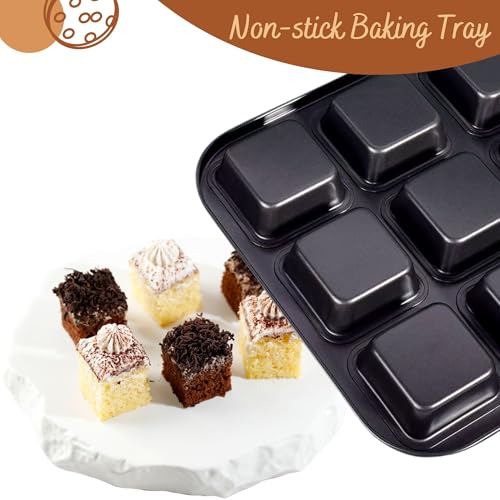 Miniatura 7 de Olbuwa Mini Moldes Para Pan, Mini Moldes Para Pan De 12 Cavidades, Mini Bandeja Antiadherente, Bandeja De Pan De Onda Cuadrada, Bandeja De Acero Al Carbono, Moldes Individuales Pequeños Para Pan