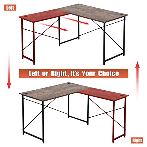 55‘’Computer Desk Gaming Desk L Shaped Desk Office Writing Desk Modern Student Girl Kids Study Pc Simple Extra Large Ergonomic Table Workstation,Vintage #TOP2