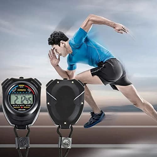 Chronomètre Numérique Sport 0,01 Seconde Étanche Noir – Image 4