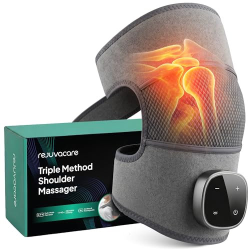 Rejuvacare Shoulder Massager Upgraded 2026 with Heat & Compression Cordless Rechargeable Vibration Wrap Adjustable & Portable