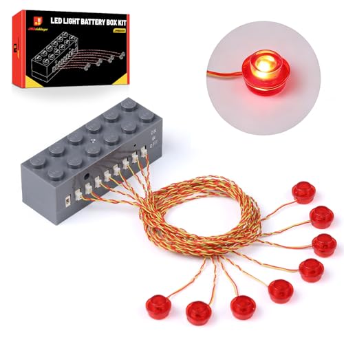 JMBricklayer LED Light Kit Building Blocks Set 2x6 Red Light Up Bricks with Light-Sensing Mode DIY Lighting Accessories Decoration Sets Compatible with Major Upgrade