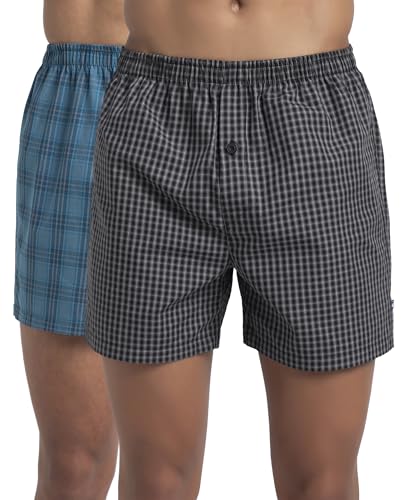 Image of Jockey 8222 Men Super Combed Mercerized Cotton Woven Checkered Inner Boxers with Ultrasoft and Durable Inner Waistband Pack of 2