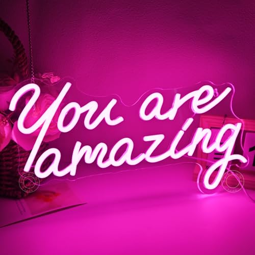 SYLHOME Pink You Are Amazing Led Neon Light Sign Girls Bedroom Kids Room Wall Decor Sign Wedding Birthday Christmas Graduation Party Sign Student Gifts USB 15.75" X 8.94" by SYLHOME - Used condition - Image 8