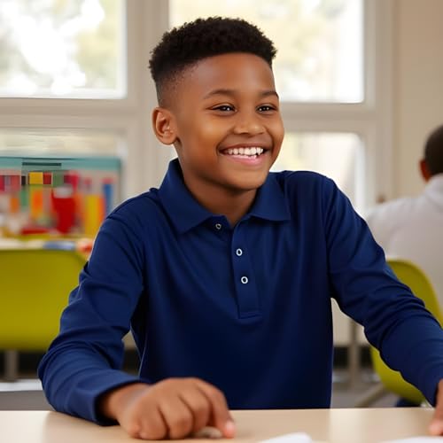 INGEAR Boys Golf Polo Long Short Sleeve Shirts Performance Active Wear Polo for Tennis Boys School Uniform Shirts2