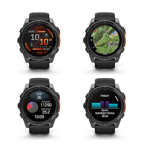 Garmin Fenix 8 51MM AMOLED Premium Multisport GPS Smartwatch Slate Gray with Black Silicone Band, Built-in LED Flashlight, Fitness Health Smart Watch Bundle for Men Women Garmin Fenix 8 51MM AMOLED Premium Multisport GPS Smartwatch Slate Gray with Black Silicone Band, Built-in LED Flashlight, Fitness Health Smart Watch Bundle for Men Women