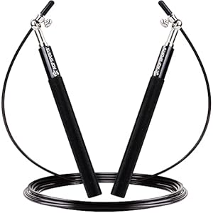 AQF Volwassen springtouw voor fitness – Speed Jump Rope met antislip legering handvat en wirwar gratis verstelbare stalen touw voor mannen en vrouwen thuis gym workout