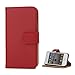 Produktbild Apple iPhone 4 4S Handy Tasche Wallet Case Genuine Split Echt Leder Klapp Etui Hülle Rot