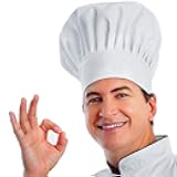Chef Hat, Adult Premium Adjustable Elastic Baker Kitchen Cooking Chef Cap…