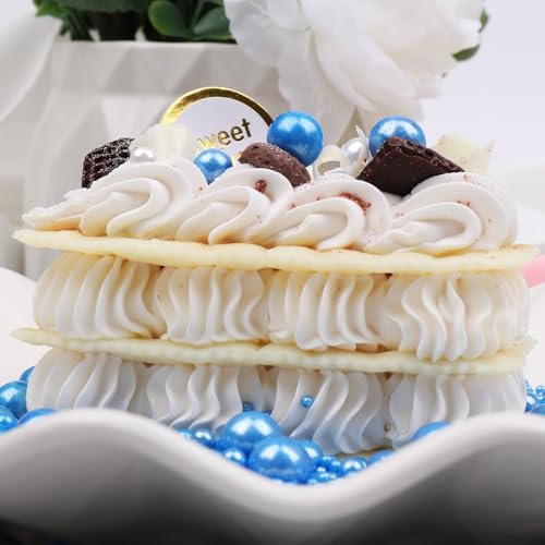 Blue Sprinkles for Cake Decorating, 130g/4.6oz Edible Royal Blue Pearl Sprinkles Mix, Sugar Candy Pearls for Baking, Cookie Decorations and Cupcake Toppings, Wedding Party Supplies