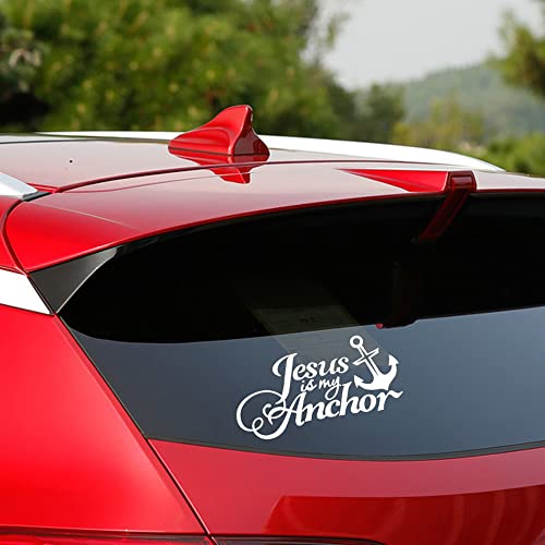 Car Decal Stickers Jesus Is My Anchor , Vinyl Sticker For Car Windows, Tablets, Laptops, Water Bottles (White) #TOP2
