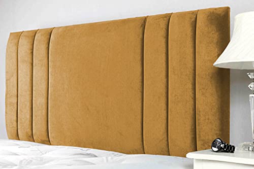 Plush velvet sole headboard 3ft 4ft 4ft6 5ft (3ft (Single), Mustard)