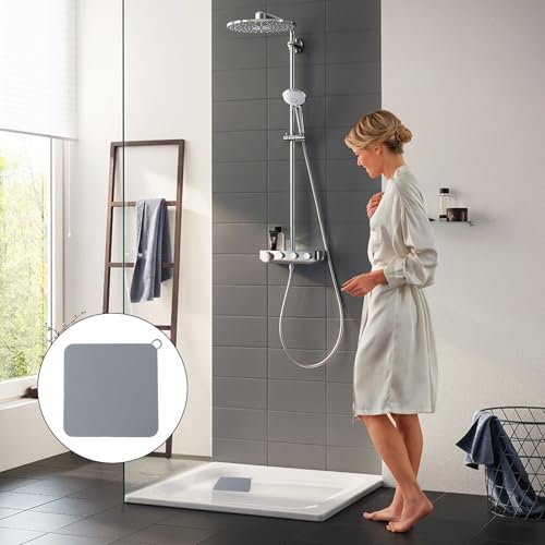 4 Stück Geruchsverschluss Dusche, Bodenablauf Abdeckung 20cm Abflussabdeckung Silikon Bodenablaufmatte Quadrat Duschabdeckung für Badezimmer Dusche WC Küche (Grau)