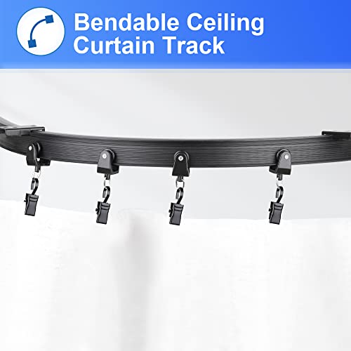 Fubeasi Black Flexible Bendable Ceiling Curtain Track, Curved Ceiling Track for Curtains, Room Divider Ceiling Track Rail System(4 m/ 13.1 ft)
