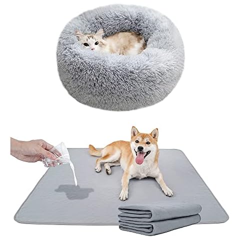 BODISEINT Round Pet Bed for Cats or Dogs and Washable Pee Pads Cover
