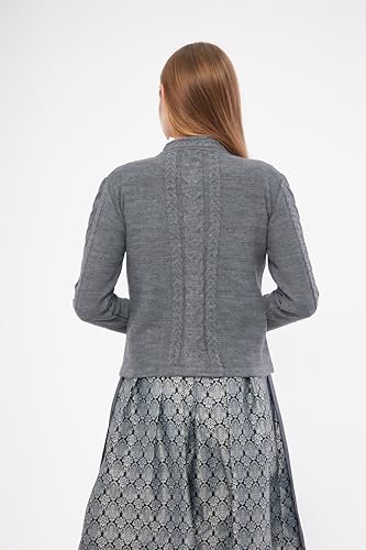 Lifos Damen Trachtenjacke - Dirndljacke Kurze Trachten Strickjacke (Anthrazit, 36)