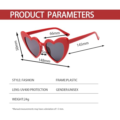 6Pcs Love Heart Shaped Sunglasses for Women ，fashions Lightweight， Cute Small Cat Eye Sunglasse2
