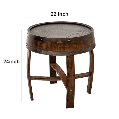 Générique Table d'appoint en chêne Artisanal, Style tonneau à Whisky – Table Basse Rustique pour Bourbon, décoration d'intérieur, Meuble Unique en Forme de tonneau à vin