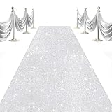 OMKSIH Silver Carpet Runner for Party 4x20FT Sequin Aisle Runner for Wedding Ceremony Aisle Outdoor Walkway Runner for Weddings Glitter Carpet Rug for Prom Party Decoration Supplies