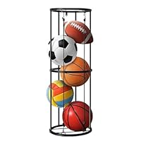 HAMON Vertikales Ballständer, Abnehmbaren Ballhalter Sportball Aufbewahrungsregal,Wandmontierter Ballaufbewahrungskäfig-Ballhalter Organizer für Fußball, Basketball,Sportgeräte-Organizer