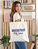 XIARON Unbleached Canvas Tote Bag Breakfast Wine Funny Quote For Posters And Socia 340g/m² thick fabric Uses as a tool bag M Drak Blue #1