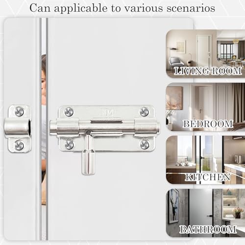 2 Stück Edelstahl Slide Bolt Verriegelung, Riegelschloss mit Vorhängeschloss Loch, Metall Bolzenriegel, Schieberiegel zum, Verfügbar. Geeignet für alle Innentüren, Fenster.