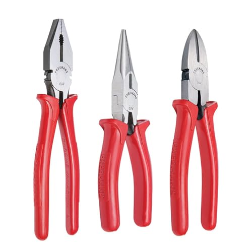 Image of FREEMANS Professional 3-Piece Pliers Set for Home & Electrical Use || Includes 8-Inch Combination Plier || 6-Inch Long Nose Plier || 6-Inch Side Cutting Plier