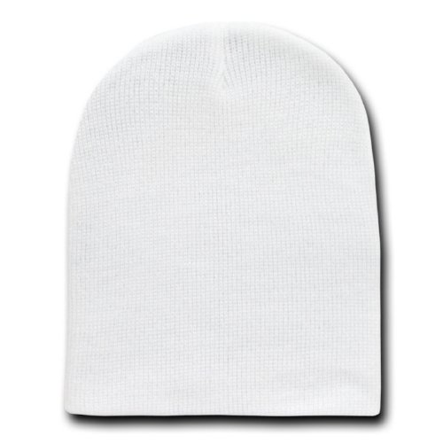 WHITE SHORT BEANIE SKI CAP CAPS HAT HATS TOQUE