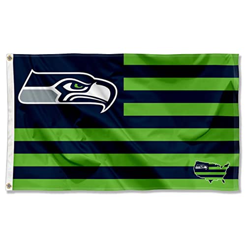 Drapeau NFL Seattle Seahawks USA Stripes 3x5 pour votre salon ou jardin de supporter