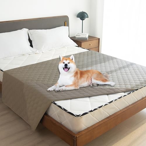 Image of gogobunny 3X Stronger Waterproof Pet Blanket, Scratch Proof Furniture Protector for Dogs Cats, Reversible Cover 82x120 Inch, Dark Stone