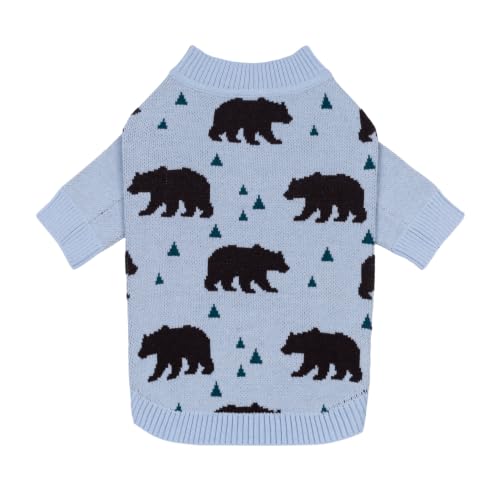 Image of Fitwarm Polar Bear Dog Jacquard Sweater, Cozy Winter Clothes for Small Dogs Boy Girl, Knitted Pet Outfit, Light Blue, Black, XXL