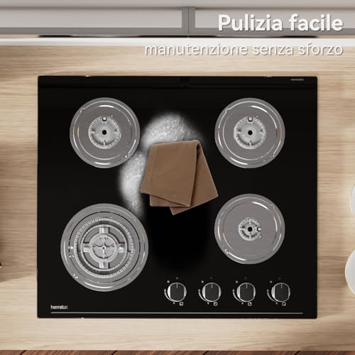 Hermitlux Piano Cottura A Gas 4 Fuochi, 60Cm, Per Gas Naturale/Propano, Sicurezza Con Termocoppia, Vetro Nero - 8