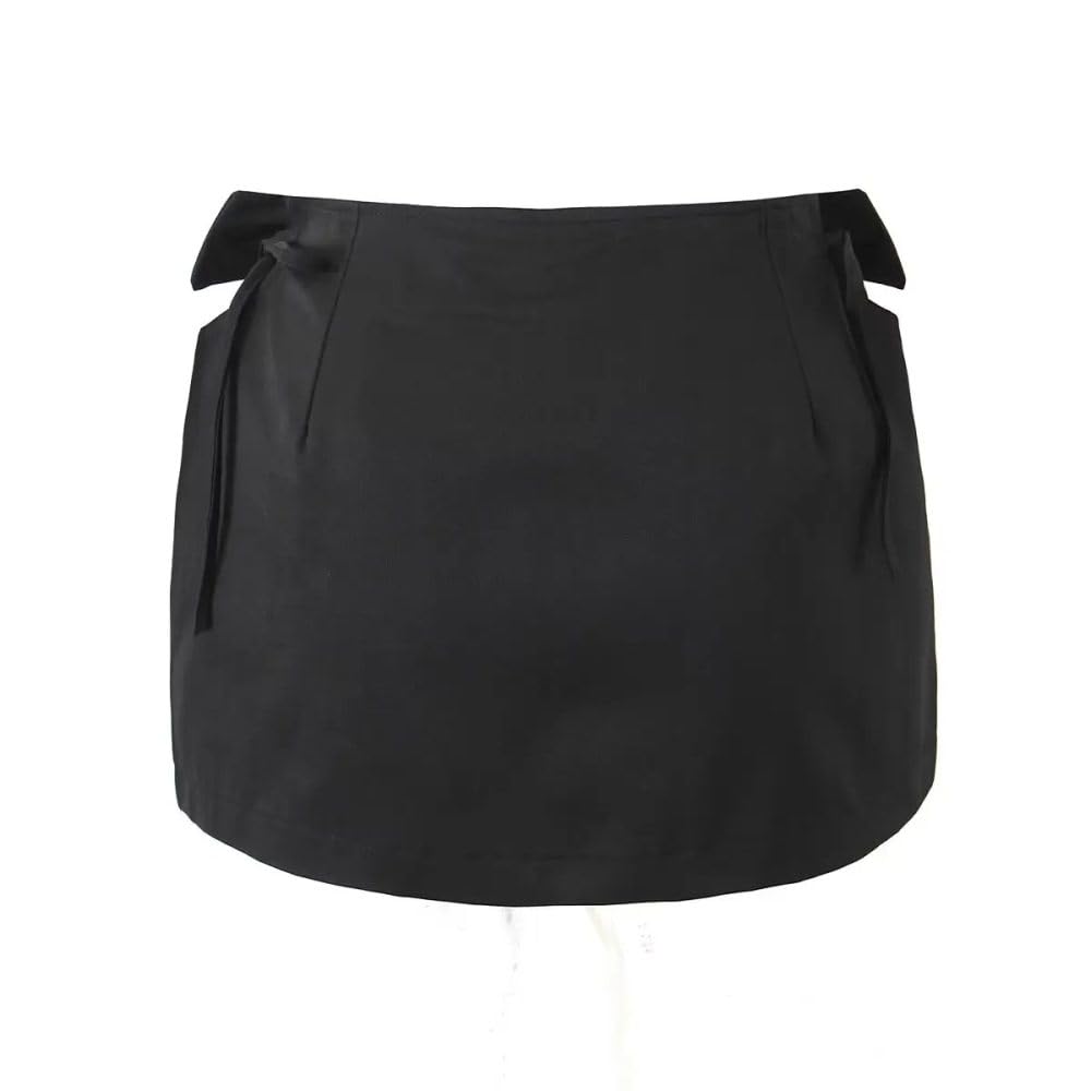 SWEPER Jupe Courte Femme - Mini Jupe D'Été Élégante pour Femmes, À Lacets, Paquet Latéral, Hanche, Double Nœuds, Ajouré, Bas Décontractés