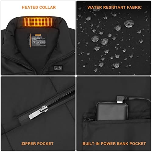 WARMFIT Rechargeable Heated Vest with Battery Pack for Men Women,3 Heating Levels 8 Heating Zones Lightweight Warming Jacket