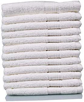 Washcloths for Face 100% Cotton 12 Pack Face Towel Set - Suitable for Gym, 12" x 12" Wash Cloth, Highly Absorbent Durable Wash Towels | Hotel, Spa, Kitchen, Shower Face Towel Set (12 Pc, White)