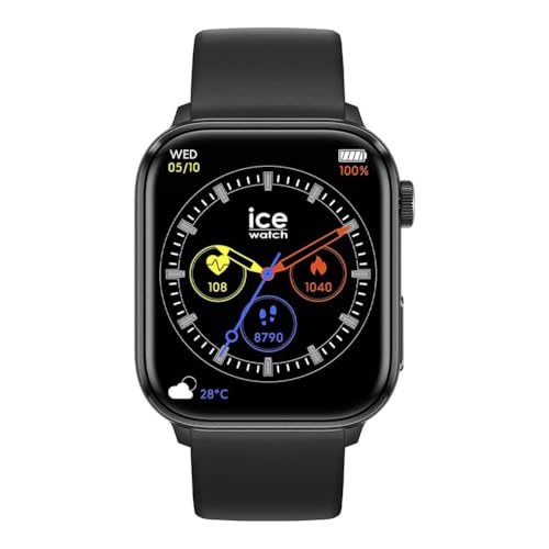 ICE-WATCH - Ice Smart 2.0 Black - Montre connectée Noire avec Bracelet en Silicone Noir pour Homme - 022535 (1,96 Pouces)