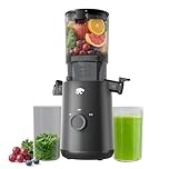 Juicer Machines, Cold Press Juicer with 5.3" Extra Large Feed Chute & Powerful AC Motor, Fits Whole Fruits & Vegetables, High Juice Yield, BPA-Free, Includes Extra Replacement Juicer Strainer
