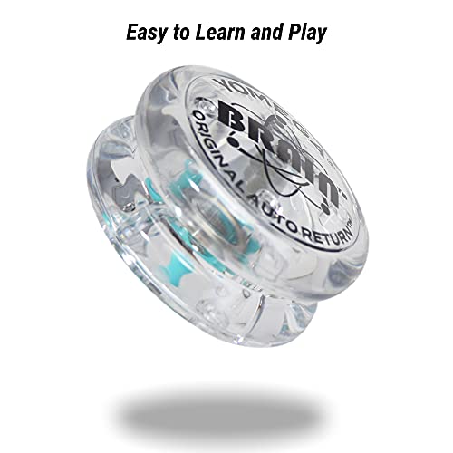 yomega the original brain - professional yoyo for kids and beginners responsive auto return yo yo best for string tricks  extra 2 strings amp 3 month warranty clear