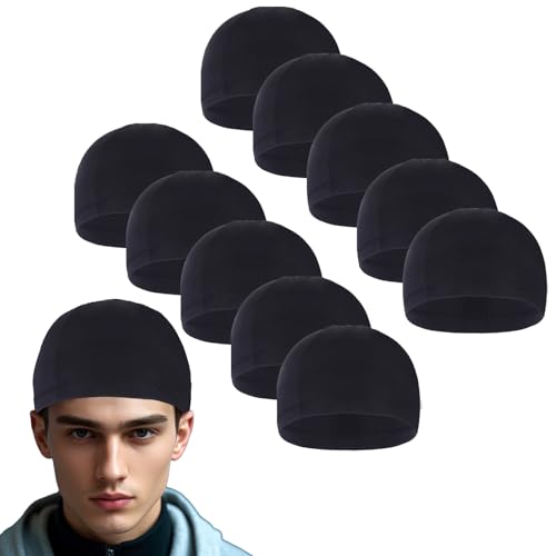10 Pcs Cooling Skull Caps for Men, Black, One Size