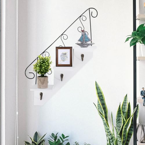 Estante de flores de hierro y madera Alasum para pared interior 6