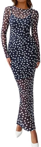 BTFBM Spring Dresses for Women 2026 2 Piece Set Long Sleeve Polka...