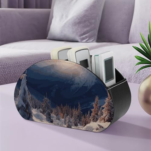 Support de télécommande 5 compartiments en cuir PU avec motif de montagnes pour lecteur multimédia - 6
