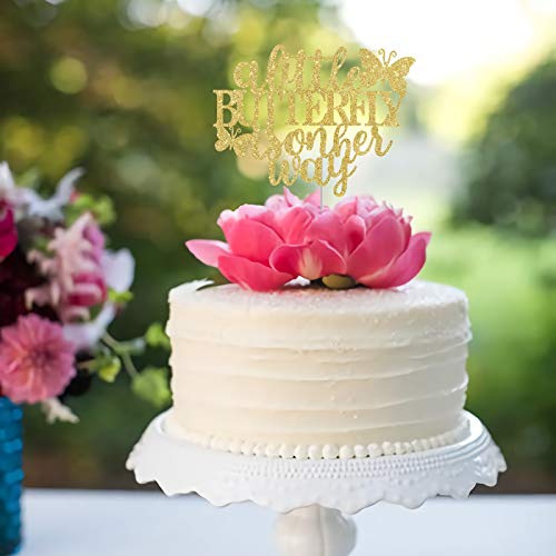 A Little Butterfly Is On Her Way Cake Topper,Gender Reveal Baby Shower Party Cake Decor,Newbaby Welcome Baby Party Decorations,Butterfly Theme Sign #TOP2