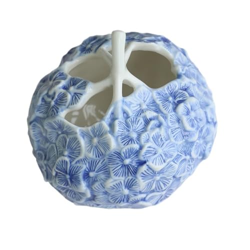 Vase en céramique relief hortensia au design artisanal d'exception