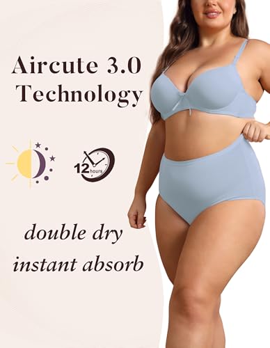 Image of AIRCUTE Washable Urinary Incontinence Protective Underwear for Women Leak Proof Absorbent Reusable Panties 60ML 1 Pack (Baby Blue, Medium)