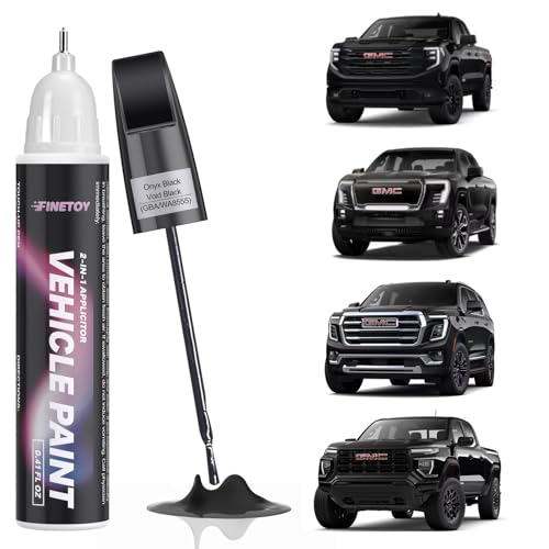 FINETOY GBA/WA8555 Onyx Black/Void Black Touch Up Paint for GMC Car Scratch Repair Paint Kit with 2 in 1 Brush and Pen Nip Exact-Match & Quick Drying Design for Chips and Nicks